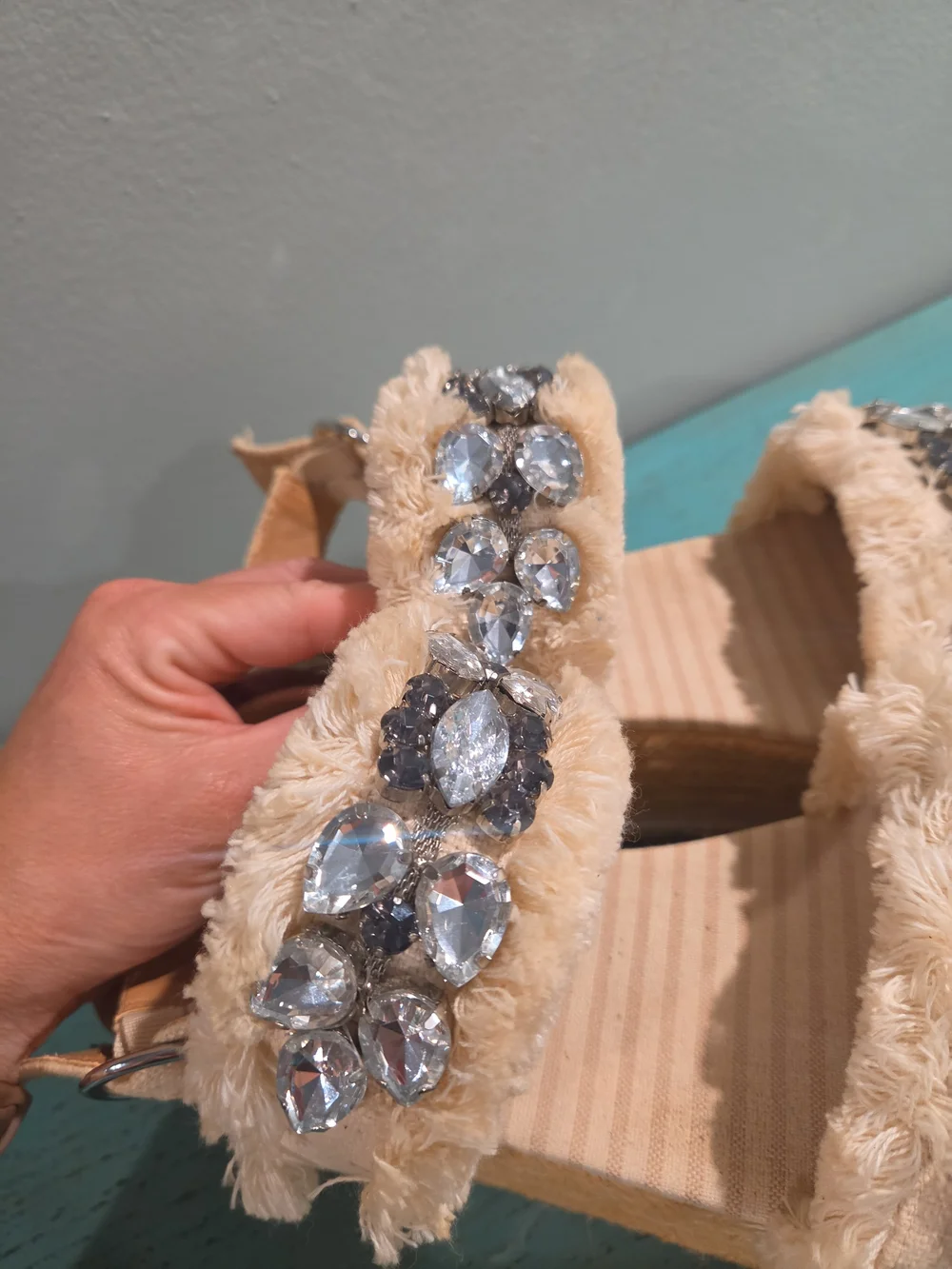Zara Trafaluc Embellished Fringe Espadrille Platform Sandals EU 40/9-9.5